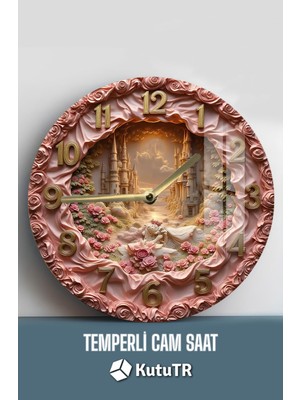 Masalsı Detaylarla Dekorunuza Büyü Katın. 3D Görünümlü Temperli Cam Saat – 33 cm CSDW324