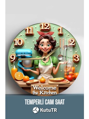 Renkli ve Neşeli Mutfaklara Özel 3D Görünümlü Temperli Cam Saat – 33 cm CSDW348