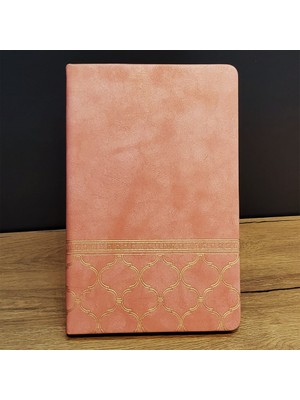 Akıllı Durak Somon Rengi Desenli Deri Defter