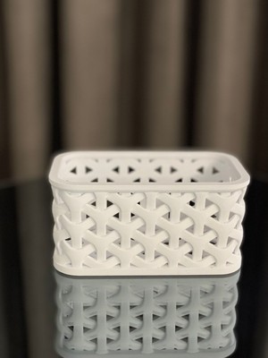 Çok Amaçlı Örme Desen Sepet, Beyaz, Şık ve Kullanışlı Dekoratif Saklama Çözümü