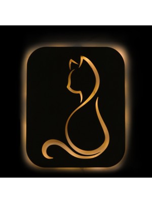 Lucenda LED Işıklı Kişiselleştirilebilir Kedi Temalı Tablo Gayne Dekoratif Gece Lambası