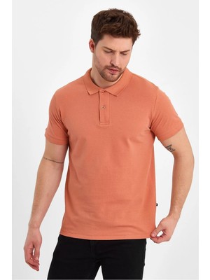 Erkek Compact Penye Pola Yaka Tişört