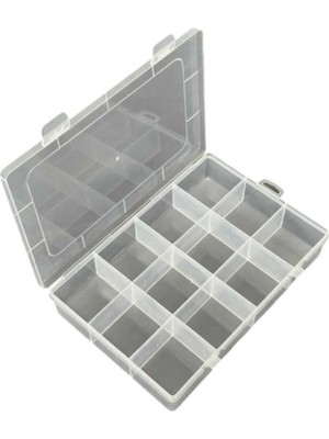 12 Bölmeli Takı Düzenleyici Plastik Kutu, 13X19X3.5CM, 3 Adet