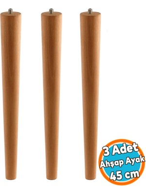 Boyalı Sehpa ve Masa Için Bohem Tarz Ahşap Mobilya Ayağı Aksesuar Ayakları Silindir 45 cm 3 Adet