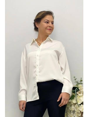Kadın Beyaz Saten Gömlek