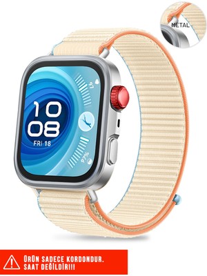 Huawei Watch Fit 3 / Fit 4 / Fit 4 Pro Uyumlu Hasır Örgü Spor Cırtlı Naylon Pratik Kordon