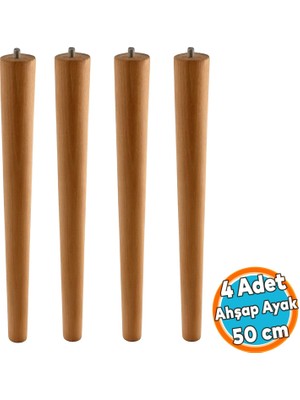  4 Adet Boyalı Ahşap Silindir Sehpa ve Masa Ayağı Ayakları Aksesuarları Modern Tasarım 50 cm