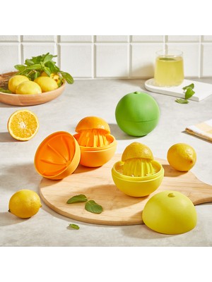 Qlux Portakal Şeklinde Narenciye Sıkacağı Limon Narenciye Sıkacağı Saklama Kabı