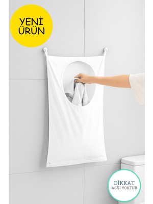 Beyaz Kapı ve Duvar Asmalı Çok Amaçlı Çamaşır ve Oyuncak Sepeti