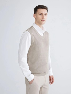 Standart Kalıp V Yaka Erkek Triko Süveter  (W5)