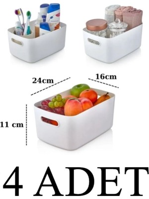 4'lü 3.5 L Dolap ve Banyo Organizer Sepetleri, Beyaz, Çok Amaçlı Düzenleyici