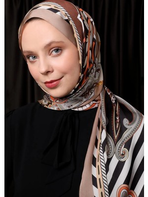 Vizon Çiçek Desen Hint Ipeği Şal