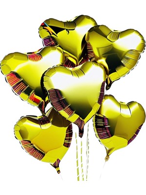 5 Adet 18 Inç 45 cm Kalp Folyo Balon Altın
