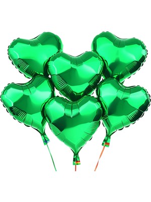 5 Adet 18 Inç 45 cm Kalp Folyo Balon Yeşil