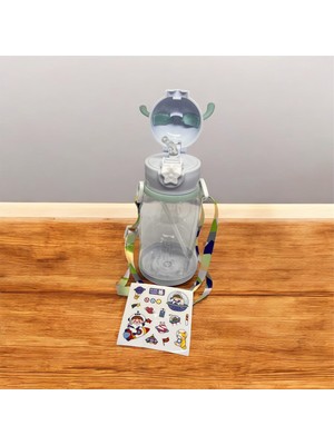 Online Home Market Deyhome Çoçuk Okul Suluğu 500ML. (Matara) Geyik Figürlü Pipetli Taşıma Kayışlı