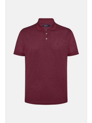 Jakar Desenli Polo Yaka Erkek T-Shirt Bordo