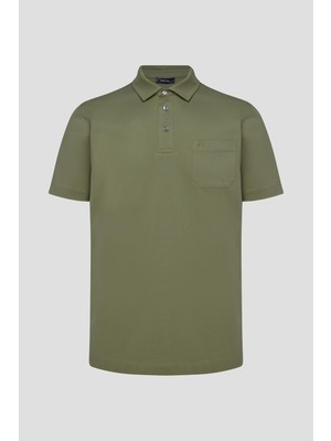 Sabri Özel Yeşil %100 Pamuk Regular Fit Cepli Polo Yaka T-shirt