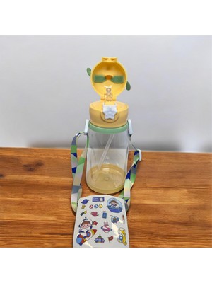 Deyhome Çoçuk Okul Suluğu 500ML. (Matara) Geyik Figürlü Pipetli Taşıma Kayışlı