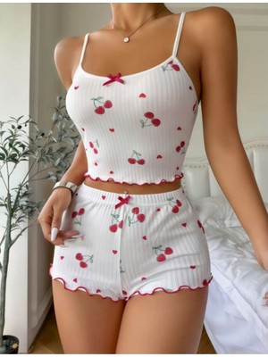Kadın  Askılı Bluz  Şortlu  Takım Trend  Moda