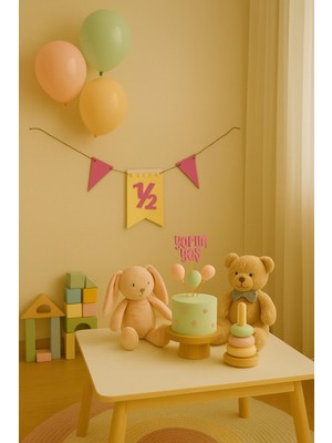 Pembe Yarım Yaş Parti Flama 1/2