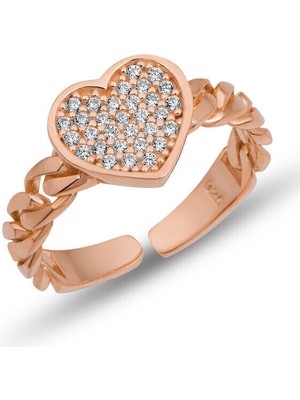 Rose Kalpli Ayarlanabilen 925 Ayar Gümüş  Kadın Yüzük