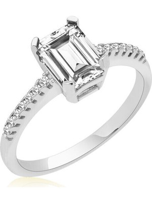 Tek Taş  925 Ayar Gümüş Kadın Yüzük