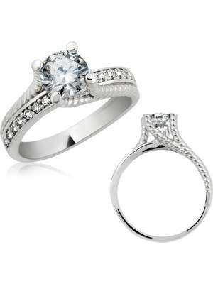 Tek Taş  925 Ayar Gümüş Kadın Yüzük