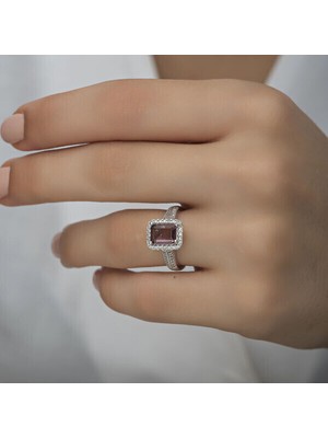 Baget Zirkon Taş  925 Ayar Gümüş Kadın Yüzük