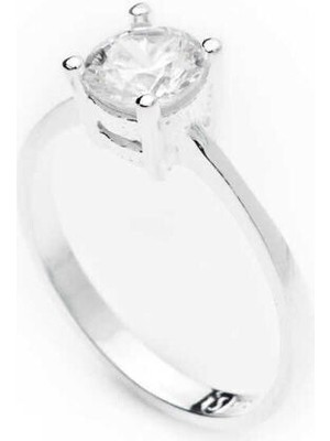 Tek Taş  925 Ayar Gümüş Kadın Yüzük