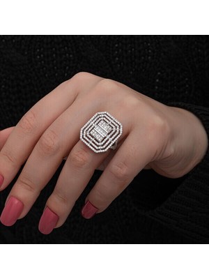 Baget Zirkon Taşlı  925 Ayar Gümüş Kadın Yüzük