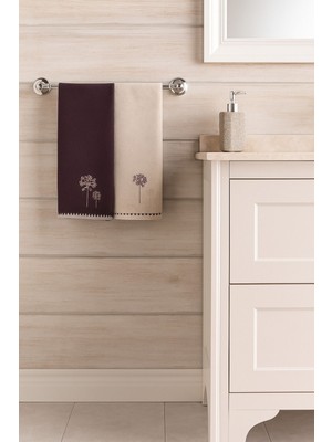 Özdilek Er-Se 2'li Kutulu El-Yüz Havlusu Bej-Mürdüm