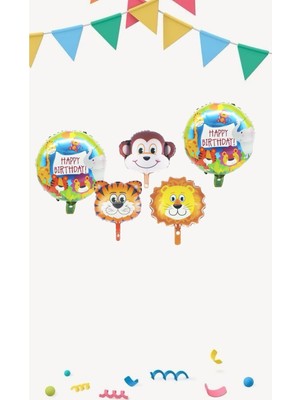 Safari Hayvanlar Doğum Günü Parti Seti Folyo Balon
