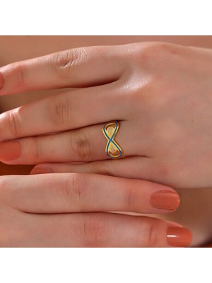 Sonsuzluk Gold  925 Ayar Gümüş Kadın Yüzük