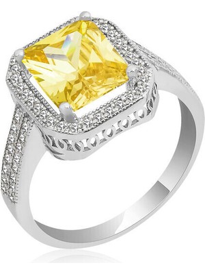 Baget Kare 925 Ayar Gümüş Kadın Yüzük