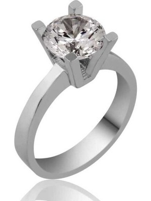 Tek Taş  925 Ayar Gümüş Kadın Yüzük