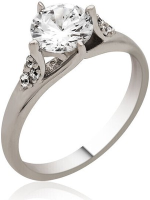 Tek Taş  925 Ayar Gümüş Kadın Yüzük