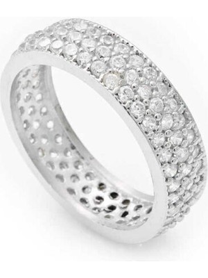 Alyans Üç Sıra 925 Ayar Gümüş Kadın Yüzük