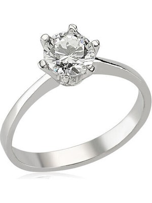 Tek Taş Zirkon Taşlı 925 Ayar Gümüş Kadın Yüzük