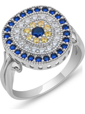 Nazarlı Zirkon Taş 925 Ayar Gümüş Kadın Yüzük