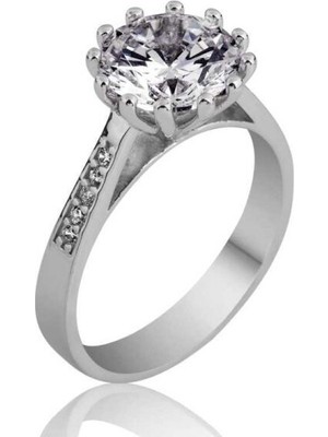 Tek Taş Çok Tırnaklı  925 Ayar Gümüş Kadın Yüzük