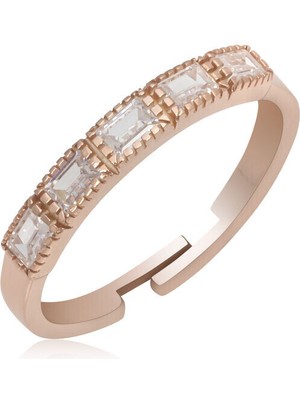 Rose Ayarlanabilir 925 Ayar Gümüş Kadın Yüzük