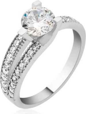 Tek Taş Zirkon Taşlı  925 Ayar Gümüş Kadın Yüzük