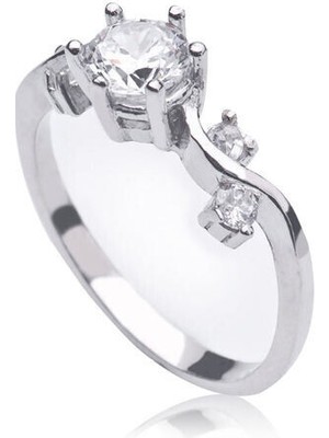 Tek Taş Zirkon Taşlı  925 Ayar Gümüş Kadın Yüzük