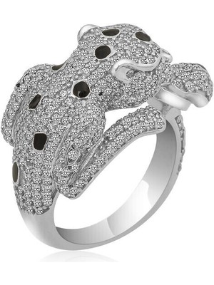 Kaplan Figürlü 925 Ayar Gümüş Kadın Yüzük