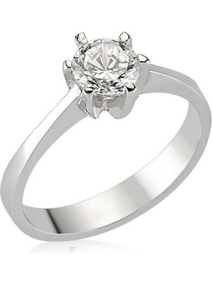 Tek Taş  925 Ayar Gümüş Kadın Yüzük