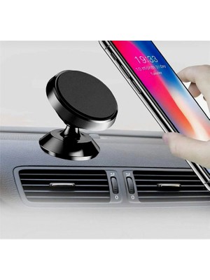Tüm Cihazlara Uyumlu Mıknatıslı Telefon Tutacağı Siyah Araç Içi Telefon Tutucu Masaüstü