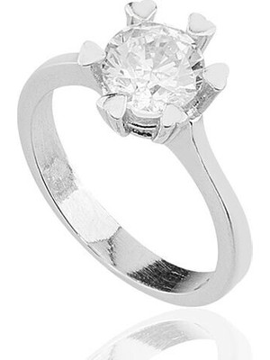 Tek Taş Zirkon Taşlı 925 Ayar Gümüş Kadın Yüzük