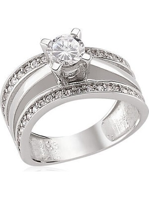 Tek Taş Zirkon Taşlı 925 Ayar Gümüş Kadın Yüzük