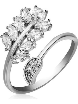 Yaprak Ayarlanabilen 925 Ayar Gümüş  Kadın Yüzük