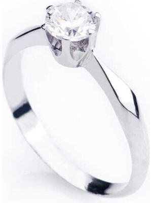 Tek Taş  925 Ayar Gümüş Kadın Yüzük